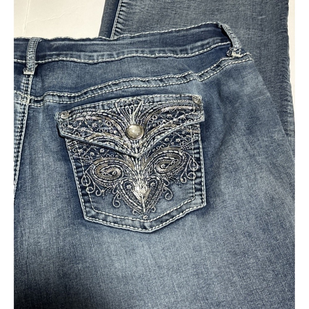 Apt. 9 Women Bootcut Jeans Embellished Bling Pocket Plus Size 24 Stretch Bootcut - Picture 3 of 12